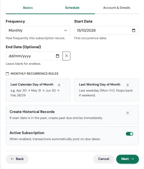Step 2 of the subscription form