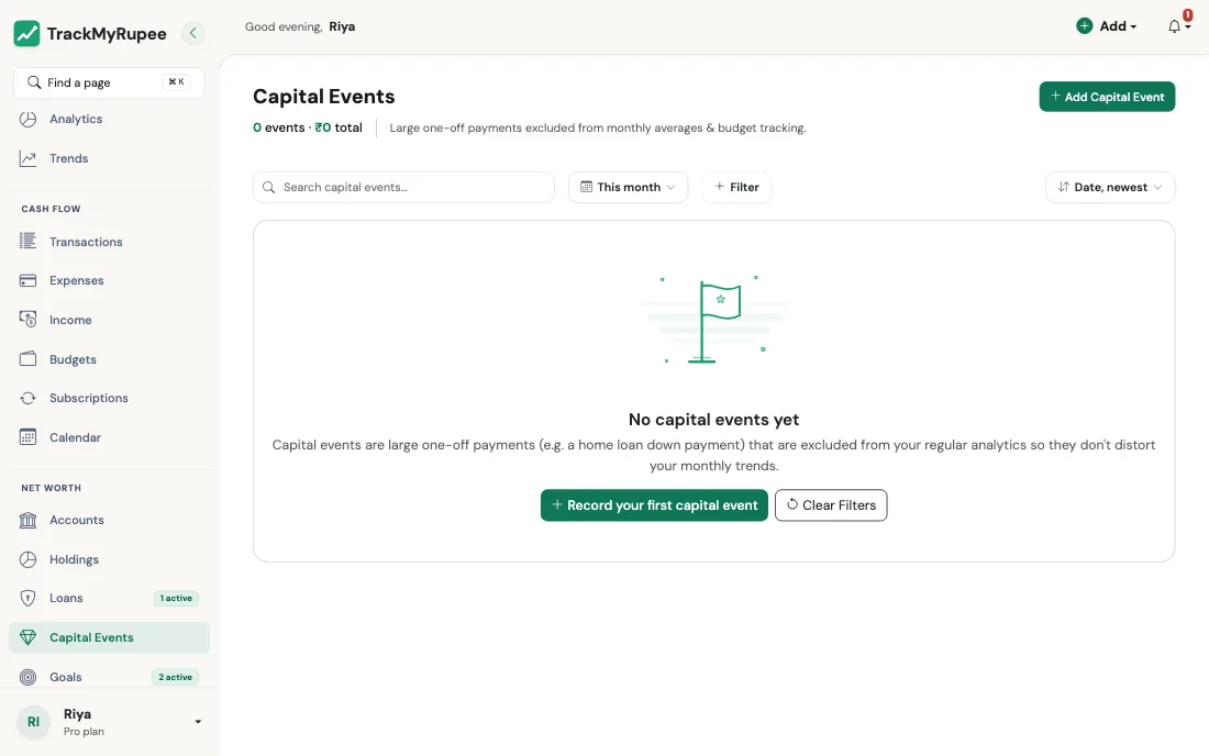 The Capital Events page
