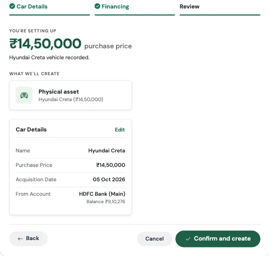 The car review screen