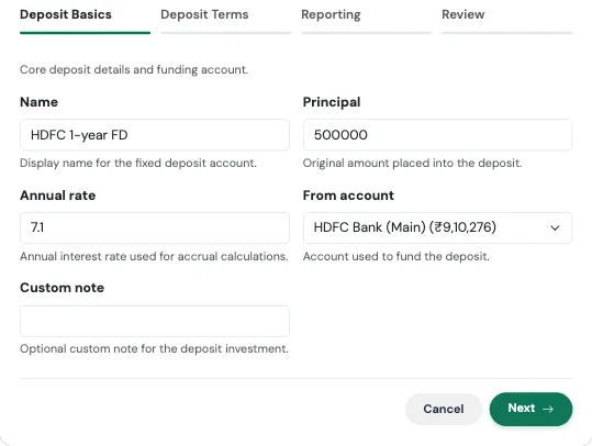 Deposit Basics step
