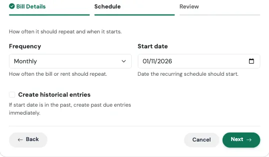 Schedule step